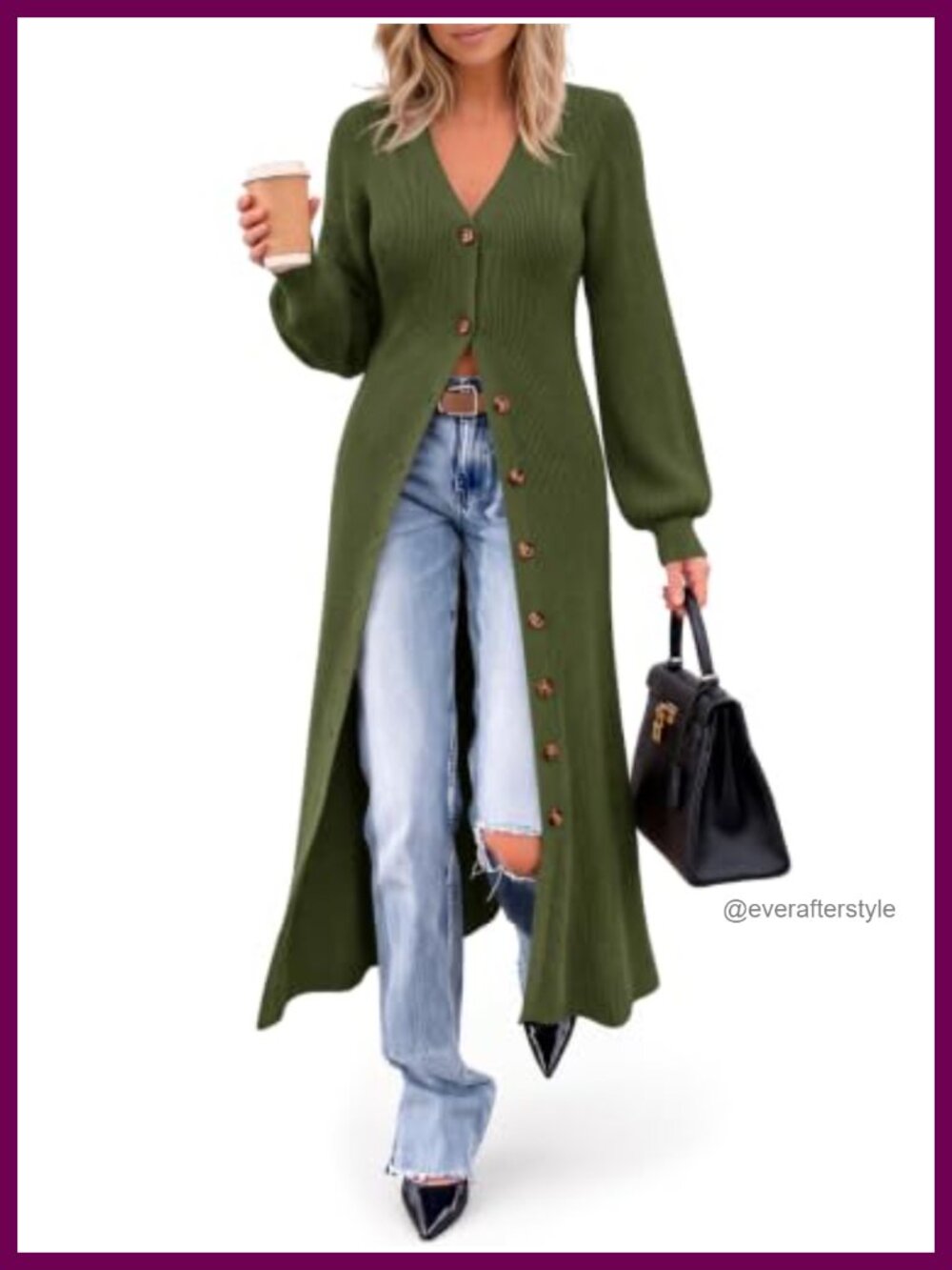 Chunky Knit Long Cardigan Button Up Duster Sweater Coat